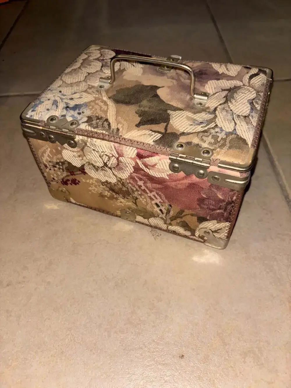 Vintage Floral Vanity Case Floral Storage Decor Jewelry Toiletry Trinket Box